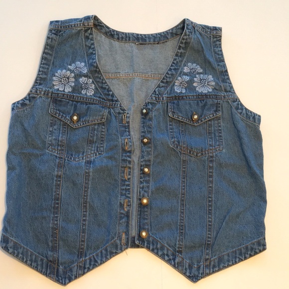 Jackets & Coats Womens Embroidered Denim Vest Poshmark